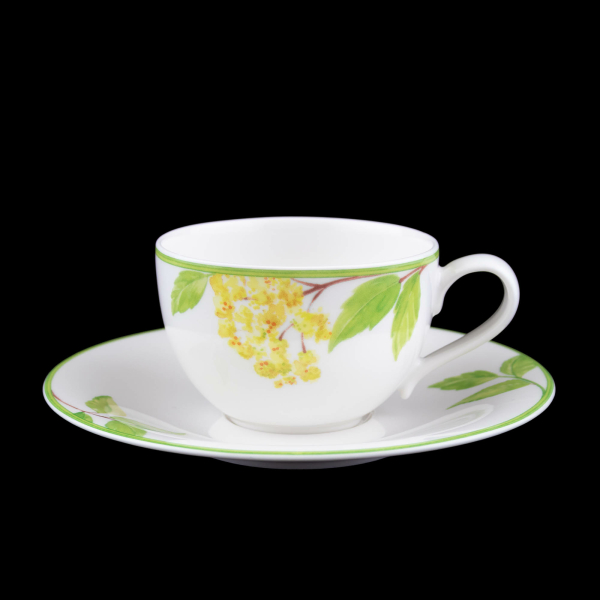 Villeroy & Boch Green Garland Coffee Cup & Saucer In Excellent Condition