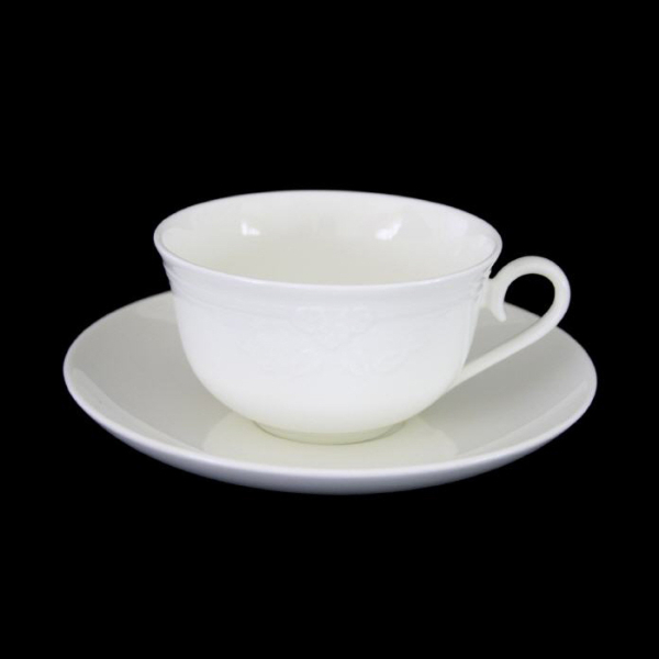 Villeroy & Boch Fiori White (Fiori Weiss) Tea Cup & Saucer 2nd Choice In Excellent Condition