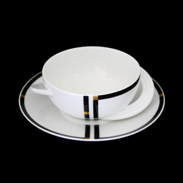 Rosenthal Cupola Nera Cream Soup Bowl & Saucer