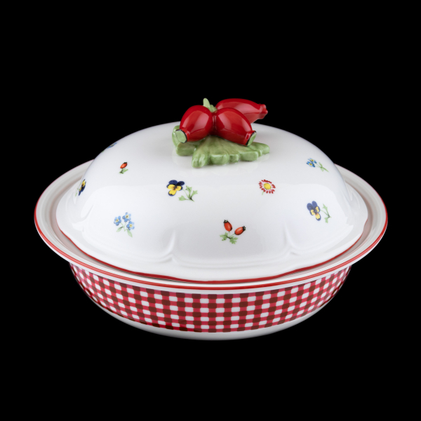 Villeroy & Boch Petite Fleur Flat Covered Bowl Medium 23 cm In Excellent Condition